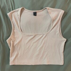 Combo price - cream and black cap sleeve straight neckline ribbed shirt